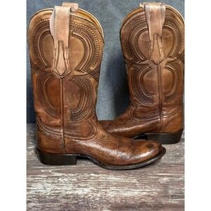 Cuadra Western Cowboy Boots Mens Size 9.5 Deer Leather Soft Brown Stitching